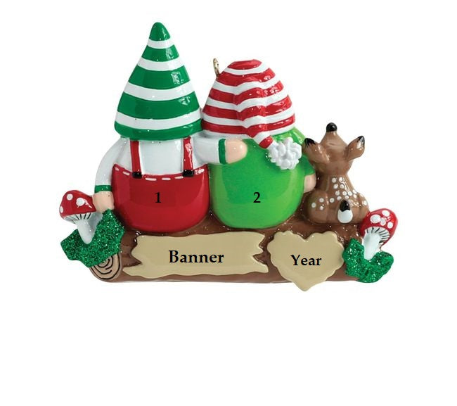 Idle Gnomes - 2 personalised Christmas Ornament