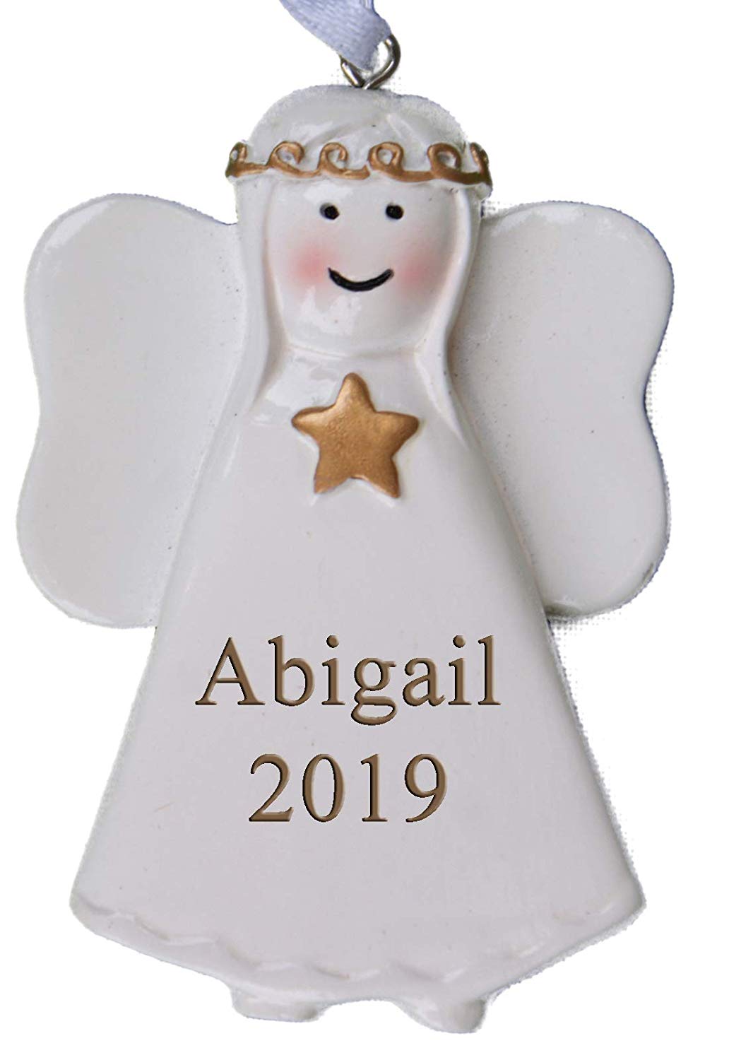 CR Gold Star Angel Personalised Christmas Ornament