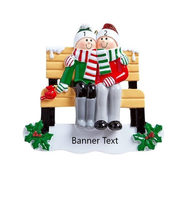 Park Bench Family 2 Personalised Christmas Ornament