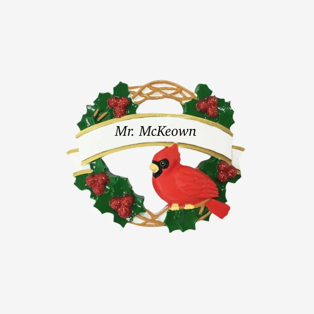 Christmas Wreath with Robin Personalised Christmas Ornament