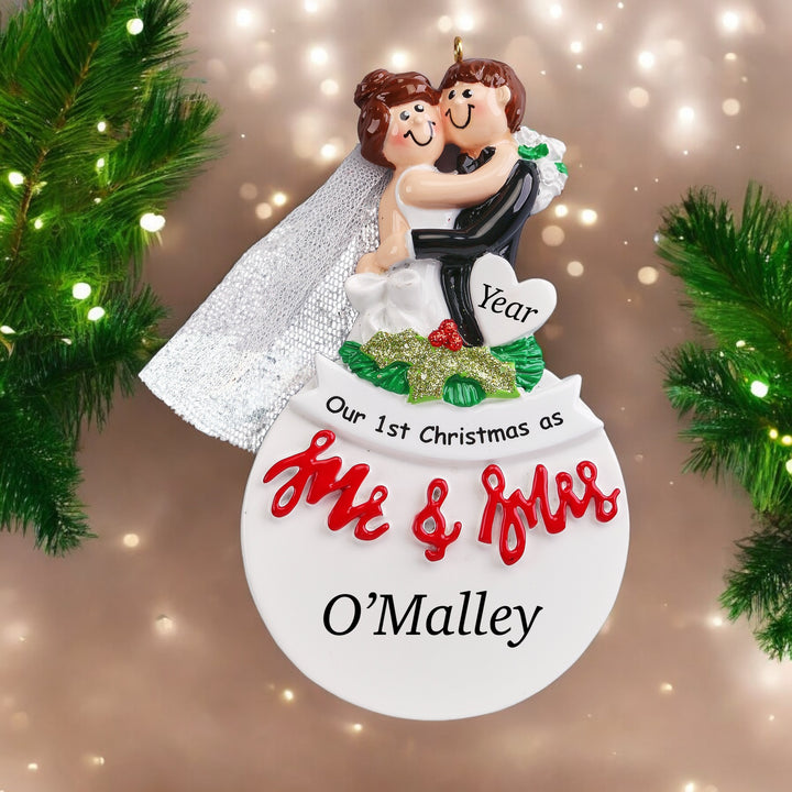 1st Christmas married ornament personalised Ireland