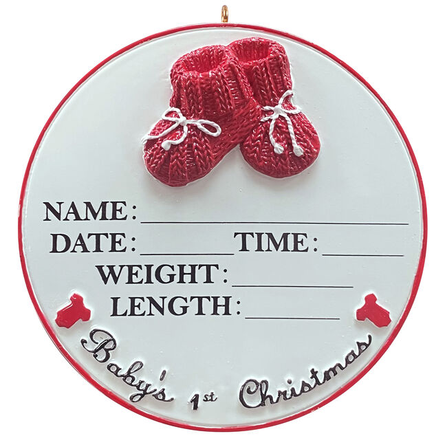 Baby Booties RED Personalised Christmas Ornament