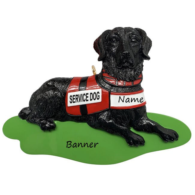 Service Dog Black Lab  Personalised Christmas Ornament