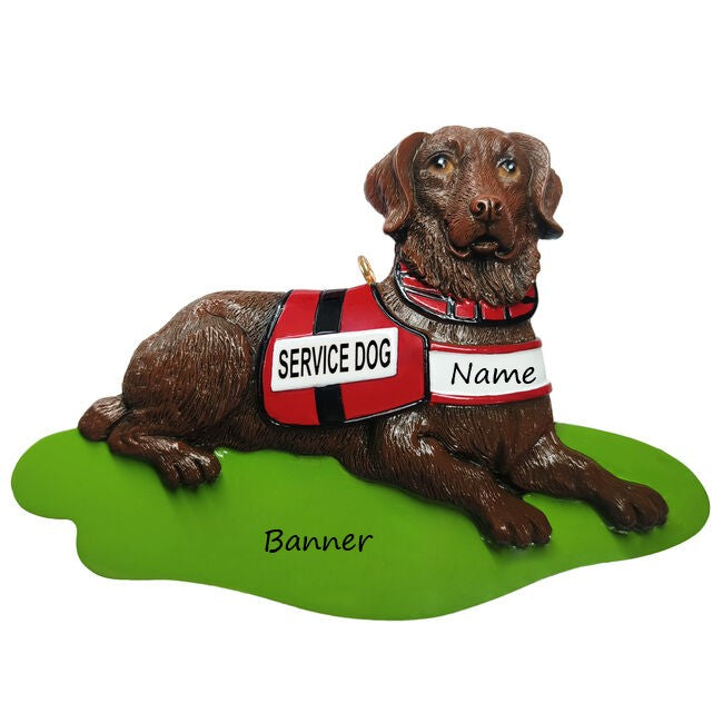 Service Dog Chocolate Lab  Personalised Christmas Ornament