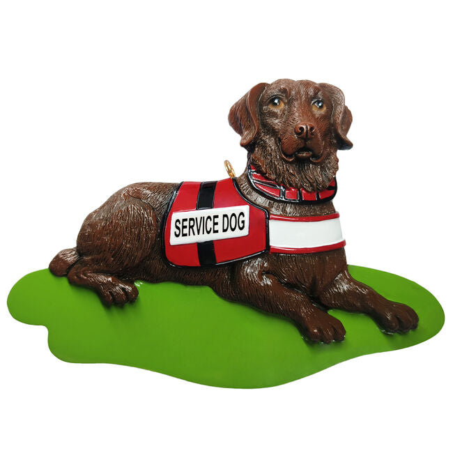 Service Dog Chocolate Lab  Personalised Christmas Ornament