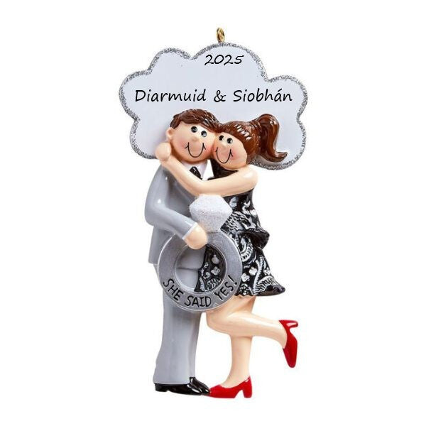 She Said Yes Personalised Christmas Ornament