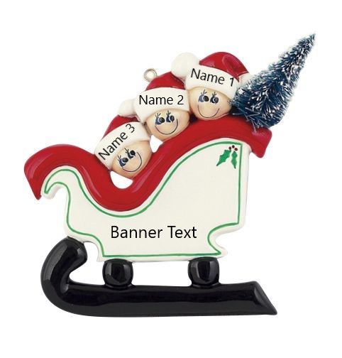 Sleigh Family 3 Personalised Christmas Ornament