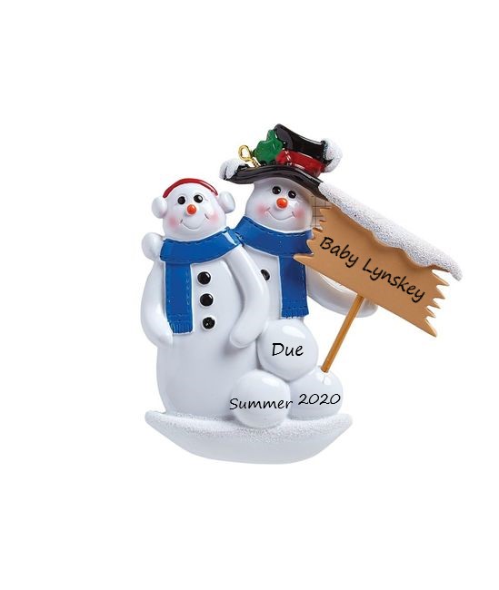Snowman Snowball Family 2 Personalised Christmas Ornaments