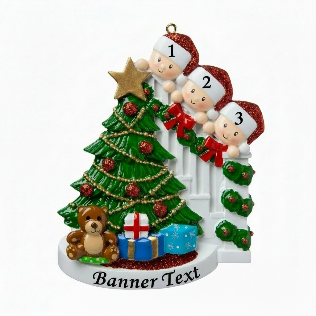 Peeking down the stairs -3 Personalised Christmas Ornament