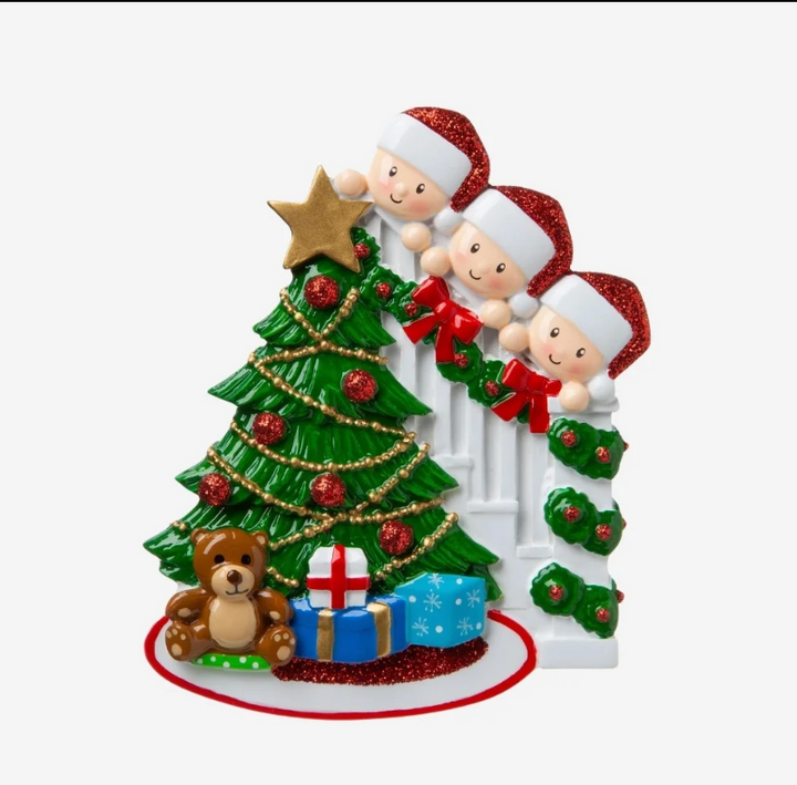 Peeking down the stairs -3 Personalised Christmas Ornament