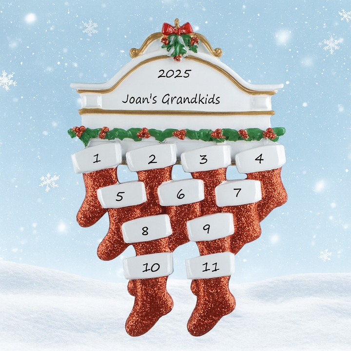 White Mantle Family 11  Personalised Christmas Ornament