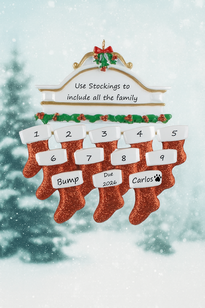 White Mantle Family 12  Personalised Christmas Ornament