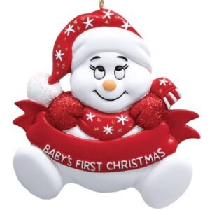 Snow Baby Red 1st Christmas Personalised Christmas Ornament