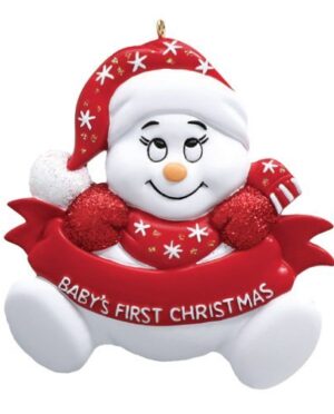 Snow Baby Red 1st Christmas Personalised Christmas Ornament