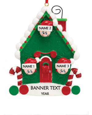 Candy Cane House 3 Personalised Christmas Ornament