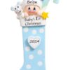 Baby Long Stocking Blue Personalised Christmas Ornament