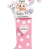 Baby Long Stocking Pink Personalised Christmas Ornament