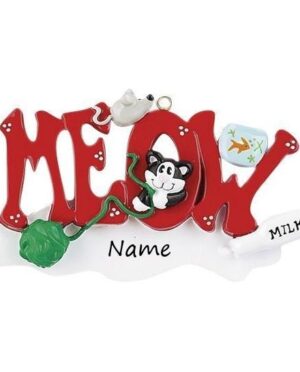 Meow! Personalised Cat Christmas Ornament