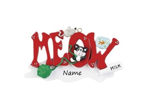 Meow! Personalised Cat Christmas Ornament