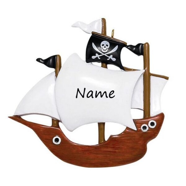 Pirate Ship Personalised Christmas Ornament
