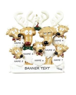 Reindeer Family 7 Personalised Christmas Ornament