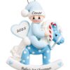 Rocking Pony Blue Personalised Christmas Ornament