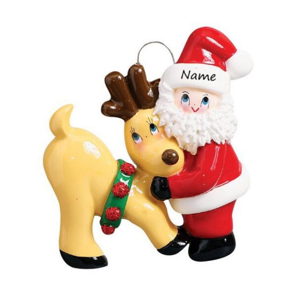 Santa And Reindeer Personalised Christmas Ornament