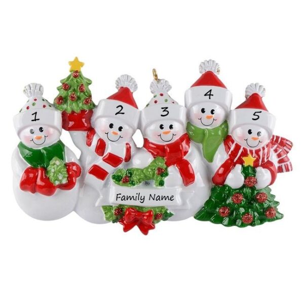 Snow Family 5 Personalised Christmas Ornament