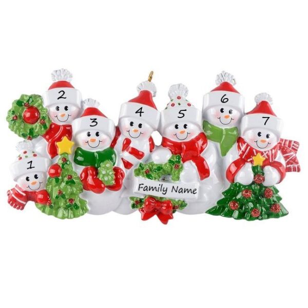 Snow Family 7 Personalised Christmas Ornament