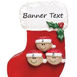 Stocking Family 3 Personalised Christmas Ornament