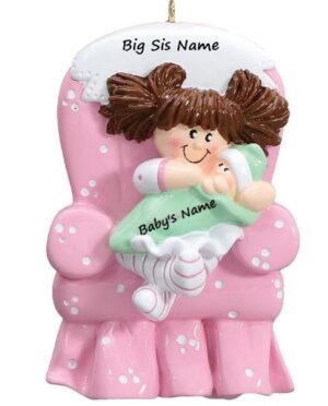 Big Sister Chair Ornament – Brown Hair