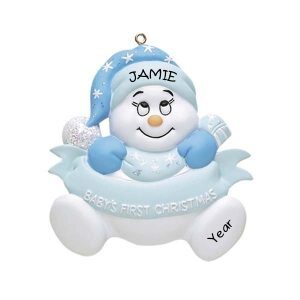 Snow Baby Boy 1st Christmas Personalised Christmas Ornament