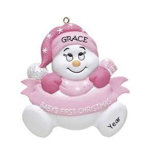 Snow Baby Girl 1st Christmas Personalised Christmas Ornament