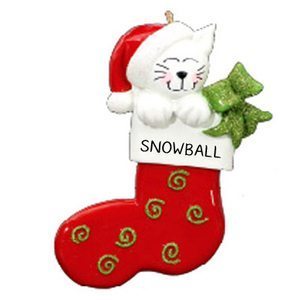 Cat Stocking Personalised Christmas Ornament