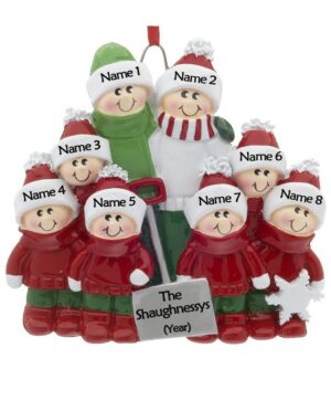 Snow Shovel Family 8 Personalised Christmas Ornament