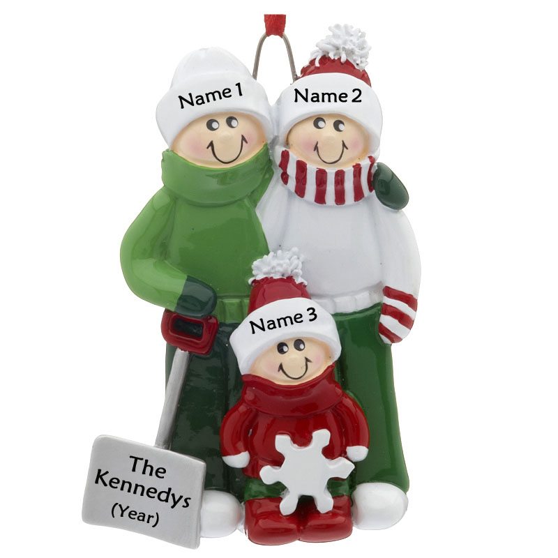 Snow Shovel Family 3 personalised Christmas Ornament