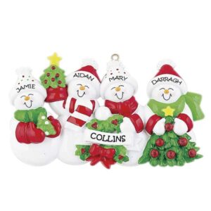 Snow Family 4 Personalised Christmas Ornament