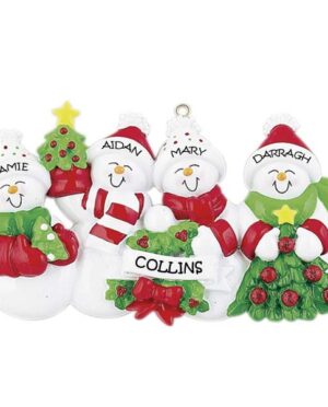 Snow Family 4 Personalised Christmas Ornament