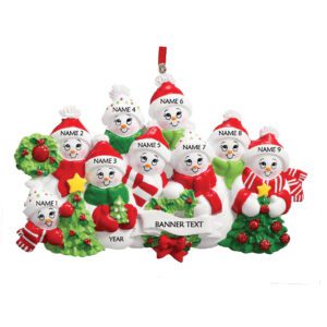 Snow Family 9 Personalised Christmas Ornament