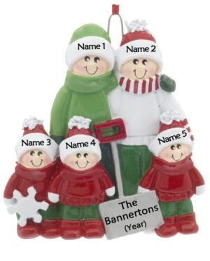 Snow Shovel Family 5 Personalised Christmas Ornament