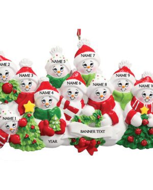 Snow Family 10 Personalised Christmas Ornament