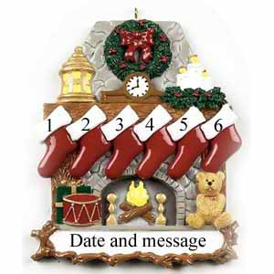 Christmas Fireplace With Stockings 6 Personalised Christmas Ornament