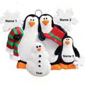 Penguins Making Snowman Family 3