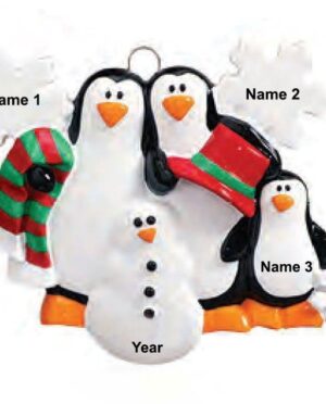 Penguins Making Snowman Family 3