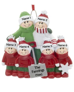 Snow Shovel Family 6 Personalised Christmas Ornament