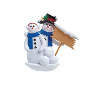 Snowman Snowball Family 2 personalised Christmas Ornament