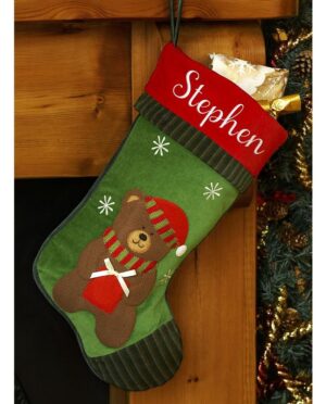 Personalised Christmas Stocking- Christmas Teddy