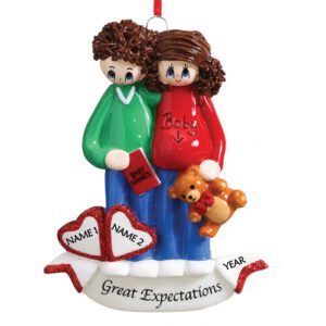 Pregnant Couple Personalised Christmas Ornament