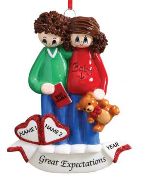 Pregnant Couple Personalised Christmas Ornament