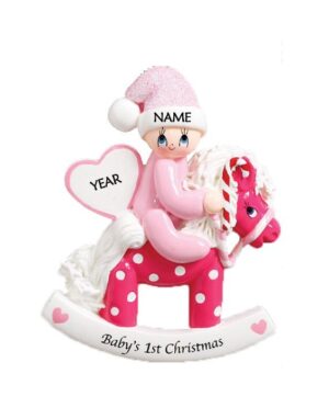 Rocking Pony Pink Personalised Christmas Ornament